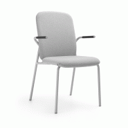 Chaise "HENS" - Assise fixe + Dossier haut, Patins, Avec