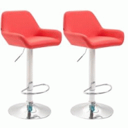 CLP Lot de 2 tabourets de bar Braga en Similicuir Rouge/Chrome - rouge polyester 316078 CLP Lot de 2 tabourets de bar Braga en Similicuir Rouge/Chrome - rouge polyester 316078