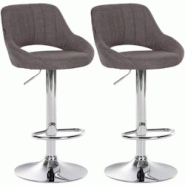 CLP Lot de 2 tabourets de bar Milet tissu Gris foncé/Métal chromé - gris textile 324400 CLP Lot de 2 tabourets de bar Milet tissu Gris foncé/Métal chromé - gris textile 324400