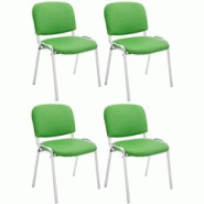 CLP Lot de 4 Chaises de visiteur Ken en similicuir et pieds en métal chromé Vert - vert polyester 318902 CLP Lot de 4 Chaises de visiteur Ken en similicuir et pieds en métal chromé Vert - vert polyester 318902