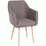Décoshop26 - Chaise de salon avec accoudoirs quatre pieds résistants en bois clair assise en tissu taupe 10_0003490 - 3000251609288 Décoshop26 - Chaise de salon avec accoudoirs quatre pieds résistants en bois clair assise en tissu taupe 10_0003490 - 3000251609288