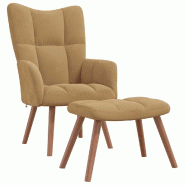 Décoshop26 - Fauteuil lounge chaise de canapé design moderne avec repose-pieds en velours marron DEC026535 - marron 3000255873050