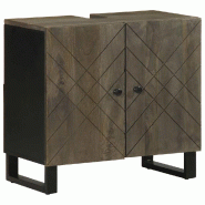 Helloshop26 - Armoire de lavabo noire 62 x 33 x 58 cm avec grand espace de rangement moderne en bois de manguier 02_0057732 - 3000240195501