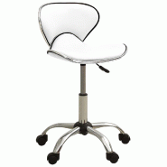Helloshop26 - Chaise fauteuil siège de bureau informatique étude similicuir blanc 02_0023986 - blanc acier 3000214619071