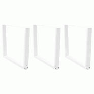 Helloshop26 - Lot de 3 pieds de table à manger en forme de V 100 x 72 cm stabilité ajustable style moderne en acier blanc 02_0056959 - blanc acier 3