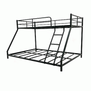 Merax lit superposé métal gain de place pour 2 personnes, matelas 190x80 et 190x130 cm, noir - noir métal W3600S00014 Merax lit superposé métal gain de place pour 2 personnes, matelas 190x80 et 190x130 cm, noir - noir métal W3600S00014