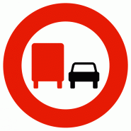 Panneau de prescription temporaire BK3a - Interdiction de dépasser pour poids lourds Panneau de prescription temporaire BK3a - Interdiction de dépasser pour poids lourds