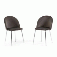 RATTATAN Lot de 2 chaises en velours avec pieds en métal, design élégant pour cuisine, salle à manger, bar ou restaurant – Sara – Gris foncé/ RATTATAN Lot de 2 chaises en velours avec pieds en métal, design élégant pour cuisine, salle à manger, bar ou restaurant – Sara – Gris foncé/