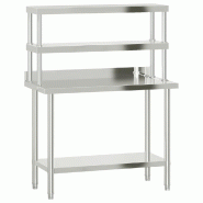 Table de travail de cuisine avec étagère 110x55x150 cm inox - 3208904