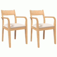 VidaXL Chaises à manger coussins 2 pcs naturel bois massif caoutchouc Modèle Orion Minimal - 4102509