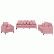 VidaXL Ensemble de canapés 3 pcs avec coussins Rose Velours Modèle AbriPro 68 - 3201683