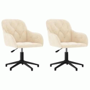 Décoshop26 - Lot de 2 chaises de salle à manger bureau siège pivotant hauteur réglable en velours crème DEC025219 - 3000255137664 Décoshop26 - Lot de 2 chaises de salle à manger bureau siège pivotant hauteur réglable en velours crème DEC025219 - 3000255137664