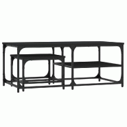 Décoshop26 - Lot de 2 tables basses gigognes en bois d'ingénierie noir et métal DEC040519 - noir métal 3000264973406