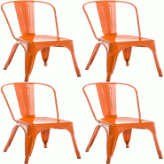 Décoshop26 - Lot de 4 chaises de salle à manger empilable avec dossier style industriel en métal orange 10_0005978 - métal 3000265324665