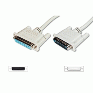 DIGITUS Câble de rallonge pour le transfert de données, D-Sub25/M - D-Sub25/F, 25 broche Sub-D - 25 broches Sub-D, 5 m, beige - beige 4016032301226