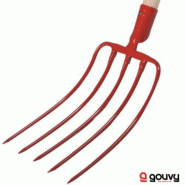 Fourche à Fumier Forgée - 5 Dents - Emmanchée - Gouvy - 23 cm de Largeur - Manche 135 cm