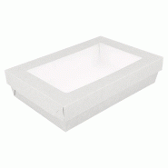 García de Pou 200 Unités - Petites Boîtes+Couvercles Avec Fênetre 'Thepack' 1300 Ml 250 G/M2 + 12Pp + Opp 21X14X5 Cm Blanc Carton - Garcia de Pou