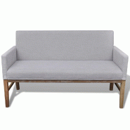 Helloshop26 - Canapé avec coussin rembourré 140 x 65 x 85 cm tissu hévéa gris clair 02_0020274 - gris Bois massif 3001074788006