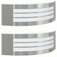 Helloshop26 - Lot de 2 appliques murales modernes pour extérieur 32 x 10 x 10 cm éclairage fiable minimaliste en acier inoxydable 02_0056524 - inox