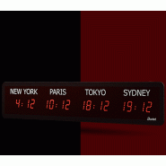 Horloge Style II, 5 fuseaux horaires, 230V, WIFI, LED rouge - BODET
