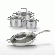 Lot de 2 Poêles 24/32cm et 3 Faitouts 14/16/20cm Elo Relief Evolution - gris inox 3176239955699