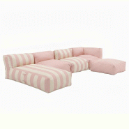 Oviala Business Salon de jardin modulable rayé 5 places rose poudré - rose polyester 115070