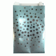 Pochettes cadeaux "Bulles argent" bleu glacier 12+4,5x20cm - par 50
