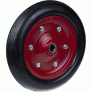 Roue de 350 mm avec caoutchouc noir sur centre en acier pressé Roue de 350 mm avec caoutchouc noir sur centre en acier pressé
