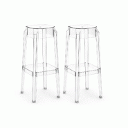 SIESTA EXCLUSIVE Lot de 2 tabourets Fox 75 Transparent - transparent Polycarbonate SP-SI-037CT-2