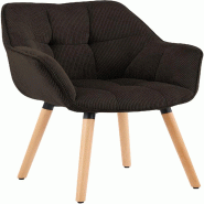 CLP Chaise de salle à manger Milford en velours côtelé Cordon HBT: 82x63x60 cm Marron foncé Cordon - marron textile 328566