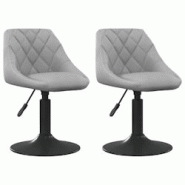Décoshop26 - Lot de 2 chaises de salle à manger siège pivotant hauteur réglable en velours gris clair et acier DEC025244 - gris 3000255150335 Décoshop26 - Lot de 2 chaises de salle à manger siège pivotant hauteur réglable en velours gris clair et acier DEC025244 - gris 3000255150335