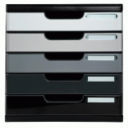 Exacompta MODULO A4 5 tiroirs fermés Shades noir/nuances de gris brillant - gris matière synthétique 301794D