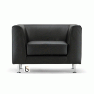 Fauteuil d'accueil cuir noir Cube