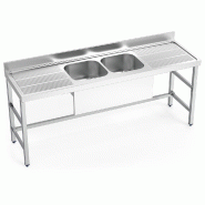 FRICOSMOS Evier avec support 2C,2E 2000x700x850 mm. Dimensions de la cuve 400x500x250 mm. - inox 056044OST