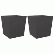 Helloshop26 - Jardinière bac lit surélevé plantes fleurs jardin terrasses lot de 2 50 x 50 x 50 cm acier noir 02_0038990 - 3000218037635_0