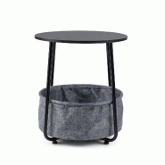 Helloshop26 - Table d'appoint ronde avec panier de rangement amovible dimensions 45 x 45 x 50,5 cm pratique moderne en métal noir 20_0017060 - noir m