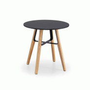 Table basse Liù avec plateau en HPL et piètement bois et métal Table basse Liù avec plateau en HPL et piètement bois et métal