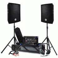 Pack Sono BM SONIC Amplificateur 1000W, Paire d'Enceintes Passives 2x300W, Table de Mixage, Pieds, Casque DJ, Câbles et Micro - 3666638039446
