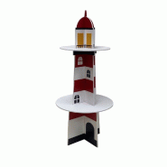 Présentoir phare en carton 3D avec deux plateaux H80 cm