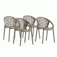 RATTATAN Set de 4 chaises en polypropylène avec fibre de verre empilables pour extérieur et jardin, bar, restaurant ou cuisine, design moderne - Lar RATTATAN Set de 4 chaises en polypropylène avec fibre de verre empilables pour extérieur et jardin, bar, restaurant ou cuisine, design moderne - Lar
