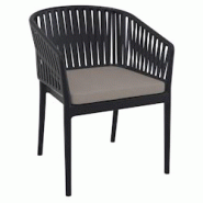Stamp Reverdy Portofino fauteuil noir coussin taupe - noir plastique polypropylène 3661365004460 Stamp Reverdy Portofino fauteuil noir coussin taupe - noir plastique polypropylène 3661365004460