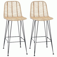 VidaXL Chaise de bar 2 pcs Naturel 44,5 x 53 x 111 cm Rotin et métal Modèle Apex Select - 42011547_0