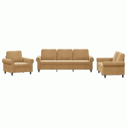 VidaXL Ensemble de canapés 3 pcs avec coussins Marron Velours Modèle Selvaris - 3202177