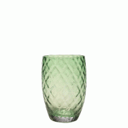Zafferano Lot De 6 Verres Tumbler Losanges En Verre Teinté Dans La Masse Vert Anglais, Design Artisanal Avec Motif À Losanges, Parfaits Pour Un Usag