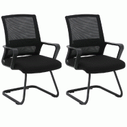 ZIK Lot de 2 chaises visiteurs avec accoudoirs pour salles de réunion et salles d'attente, en tissu noir, fauteuils de bureau 59 x 49 x 91 cm - noir ZIK Lot de 2 chaises visiteurs avec accoudoirs pour salles de réunion et salles d'attente, en tissu noir, fauteuils de bureau 59 x 49 x 91 cm - noir