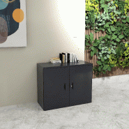 Armoire basse de bureau hauteur 81 cm - Mobel linea - 100, Gris anthracite_0