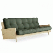 CANAPÉ 3 PLACES CONVERTIBLE INDIE STYLE SCANDINAVE FUTON VERT OLIVE COUCHAGE 130*190 CM.