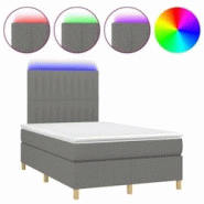 Décoshop26 - Lit LED 120x200 cm avec sommier, tête de lit réglable et matelas en tissu gris foncé TDL0208404 - gris Décoshop26 - Lit LED 120x200 cm avec sommier, tête de lit réglable et matelas en tissu gris foncé TDL0208404 - gris