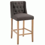 Décoshop26 - Tabouret de bar style classique en tissu gris foncé dossier capitonné et pieds en bois clair 10_0000721 - gris 3000744969608 Décoshop26 - Tabouret de bar style classique en tissu gris foncé dossier capitonné et pieds en bois clair 10_0000721 - gris 3000744969608