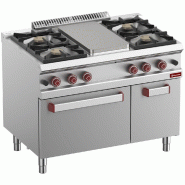 Diamond - Fourneau 4 feux vifs, plaque à mijoter, four gaz GN 2/1, armoire GN 1/1 - réf. G7/TM4BFA11-N - gris inox AKS-G7/TM4BFA11-N